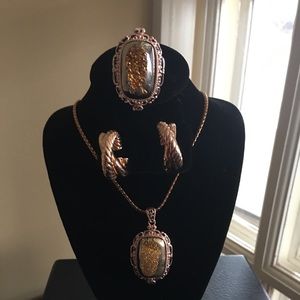 “ Rose Gold” 3pc Earrings, Necklace, Ring Set